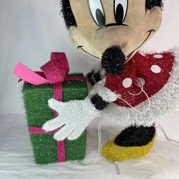 Disney Magic Holiday Minnie Mouse Lighted Tinsel Yard Sculpture Decoration